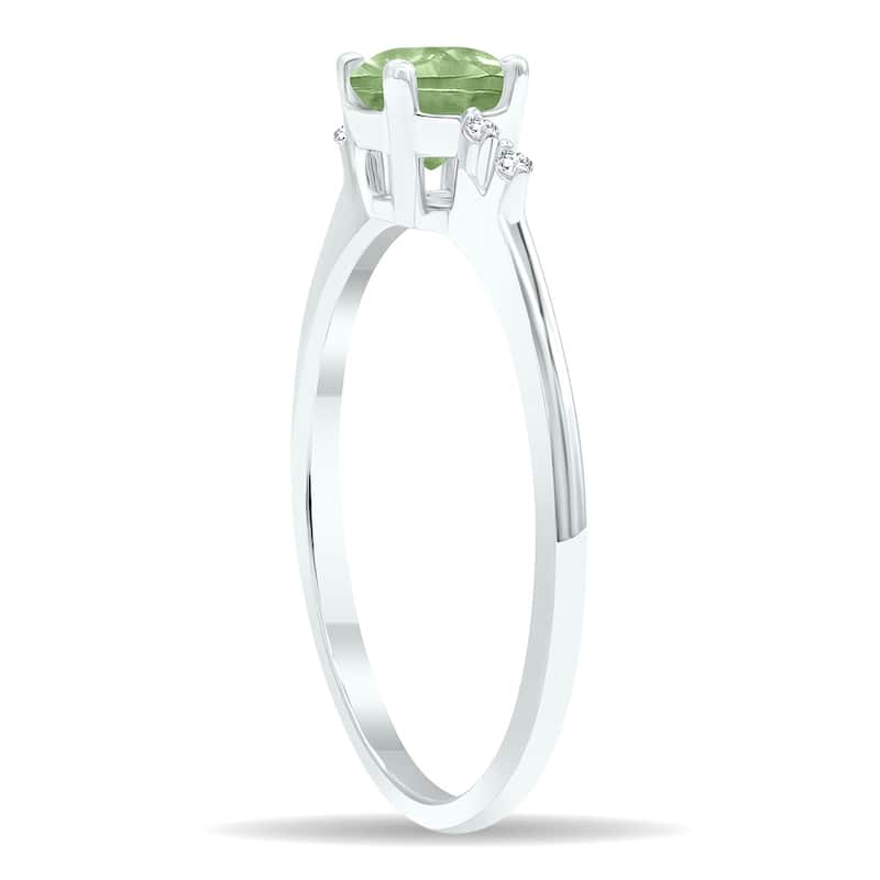 Women's Green Amethyst and Diamond Sparkle Ring in 10K White Gold