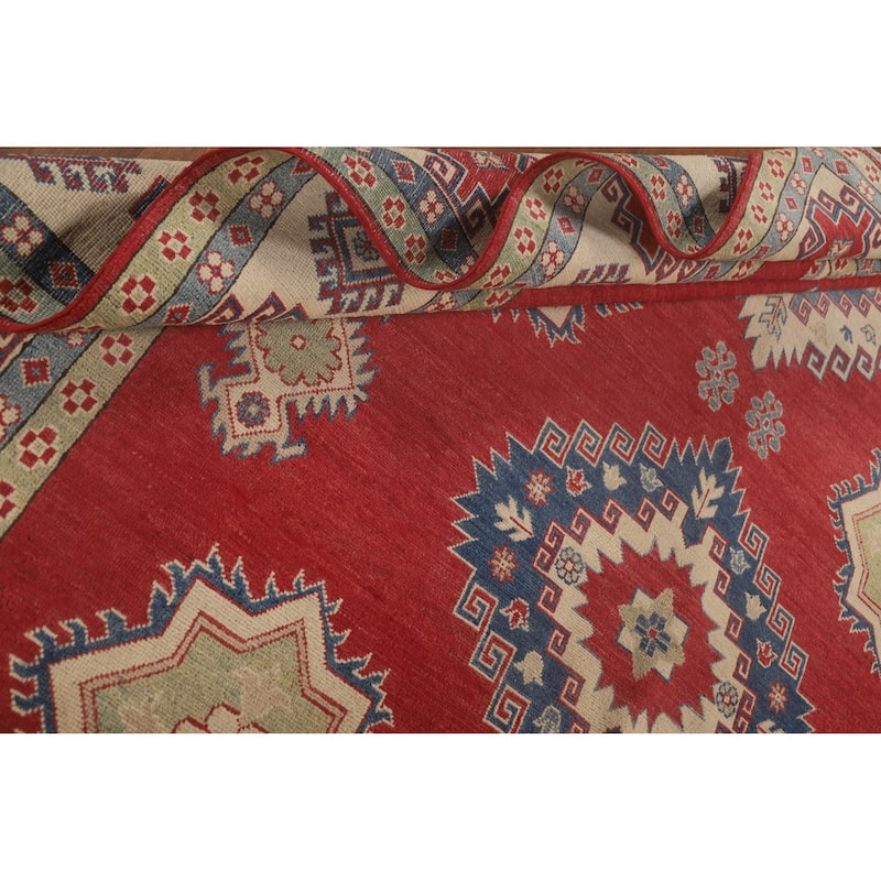 Red Kazak Rug Hand-Knotted Oriental Wool Carpet - 8'2"x 12'2"