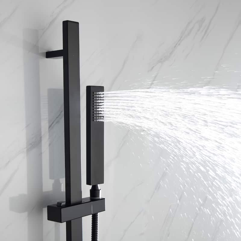 Cero 1-Spray Tub and Shower Faucet Combo with Square Showerhead and Handheld Shower Wand in Chrome - N/A