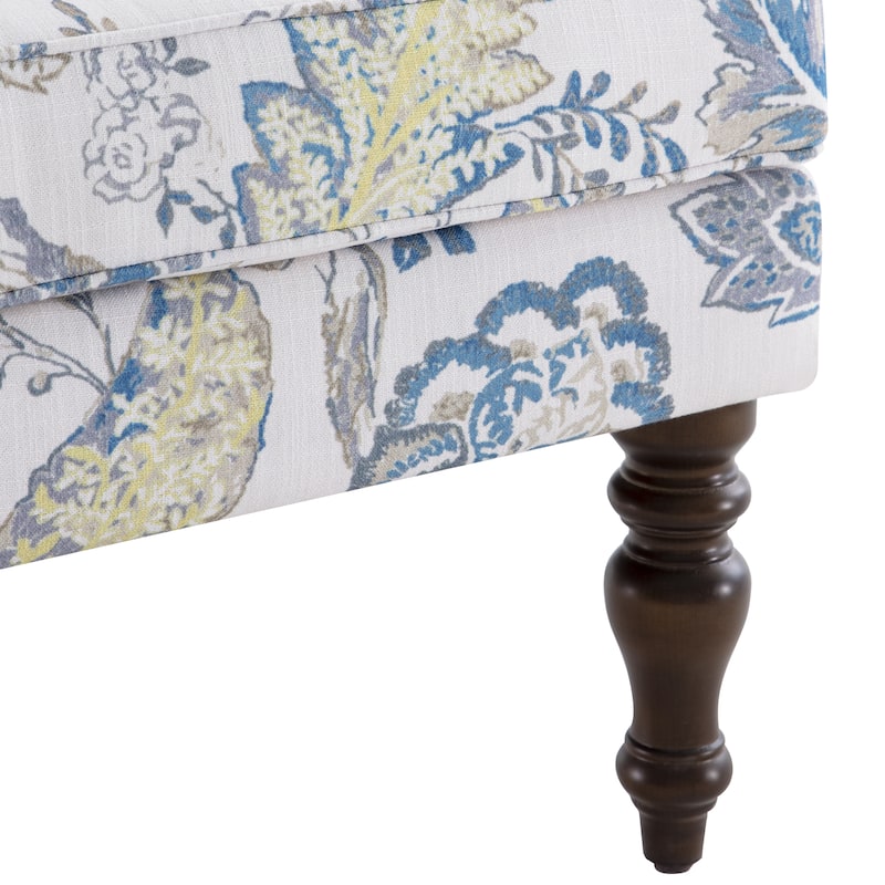 Accent Armchair with Turned Legs Set of 2 Blue/ Beige / Grey