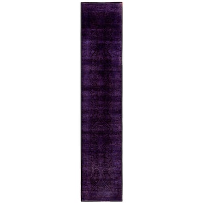 Overdyed One-of-a-Kind Hand-Knotted Runner Rug - Purple - 2' 7" x 12' 7"