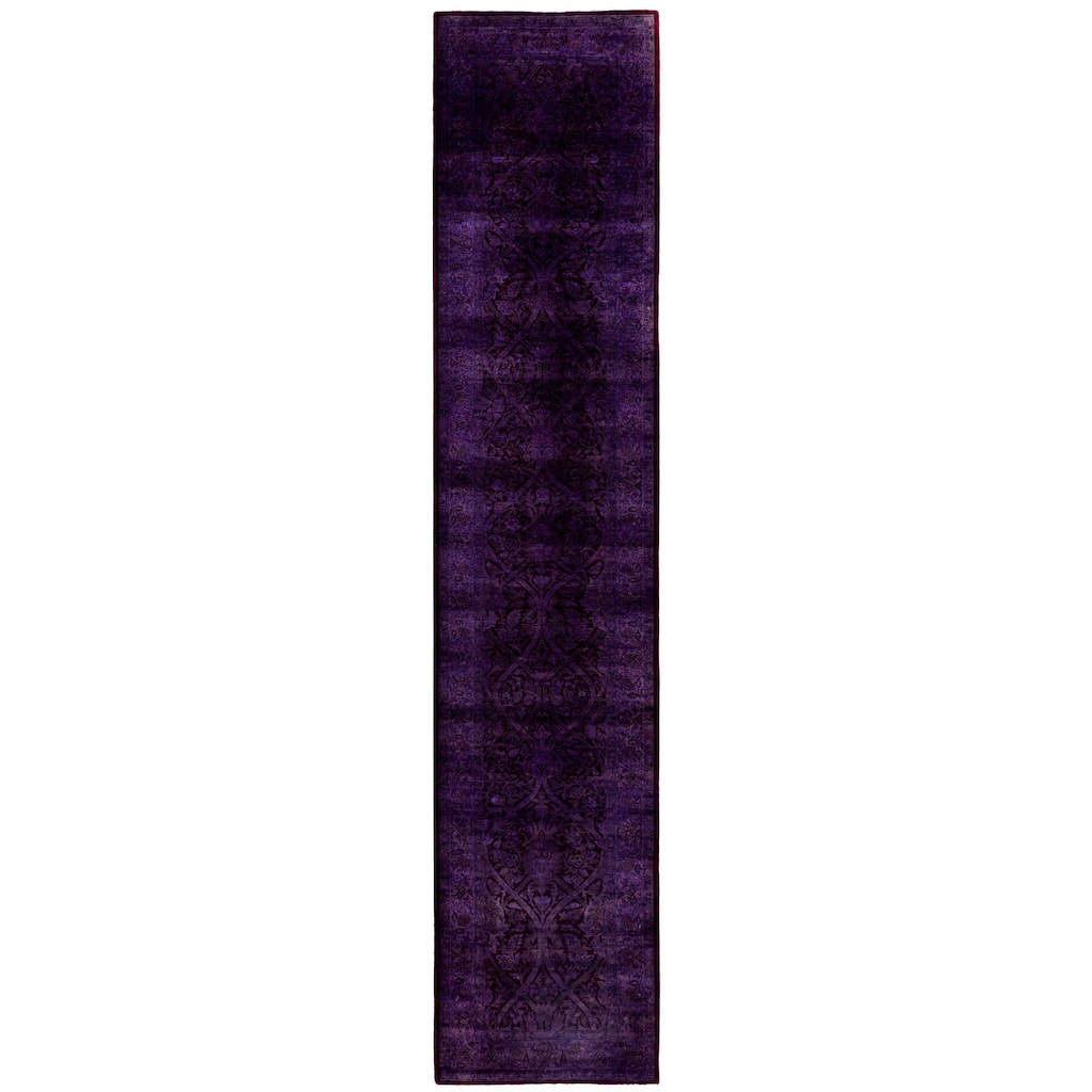 Overdyed One-of-a-Kind Hand-Knotted Runner Rug - Purple - 2' 7" x 12' 7"