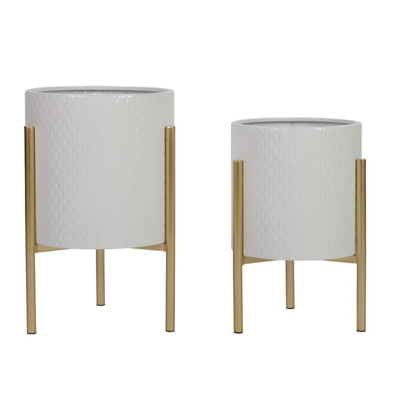 Gianna Modern White Planters (Set of 2)