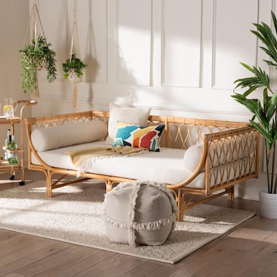 Davida Modern Bohemian Natural Brown Rattan Daybed