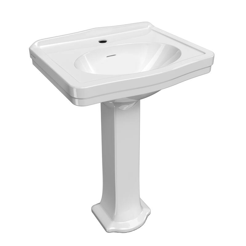 23" Traditional Pedestal Sink with an Integrated Oval Bowl, Low-Rise Backsplash & Overflow