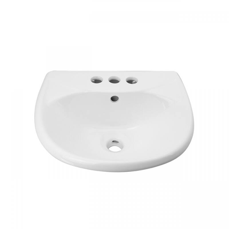 Ondine White 16" W Small Sink Basin For Pedastal Sink With Centerset Faucet Holes And Overflow Hole