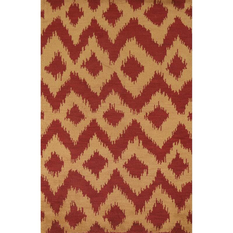 Hand Knotted Oriental 100% Wool Carpet Modern All-Over Yellow & Gold Gabbeh Area Rug - 8' 0'' X 5' 2''