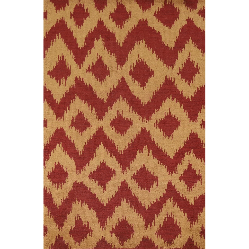 Hand Knotted Oriental 100% Wool Carpet Modern All-Over Yellow & Gold Gabbeh Area Rug - 8' 0'' X 5' 2''