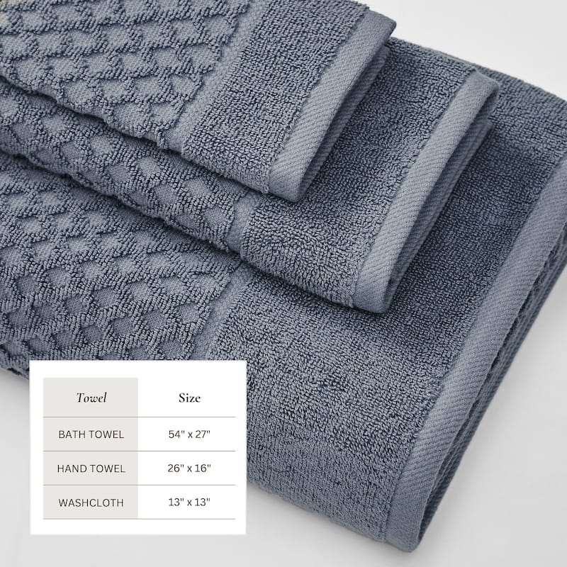 Linery & Co. Cotton Diamond Waffle Texture Bath Towels