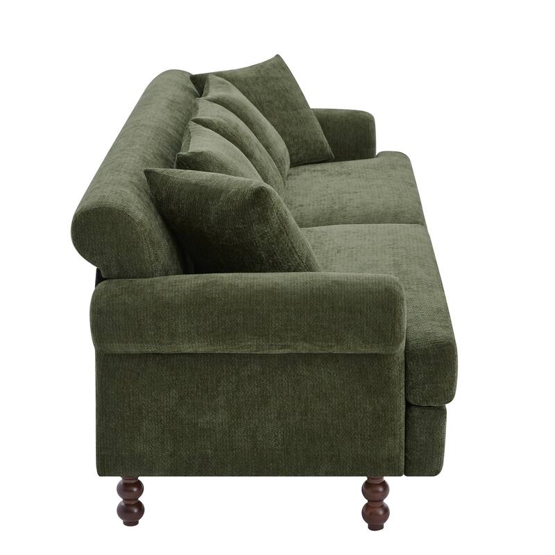 Christopher Knight Home - Loro Modern 81.5" Chenille Upholstered 3-Seater Sofa with Rolled Arms & Solid Wood Legs