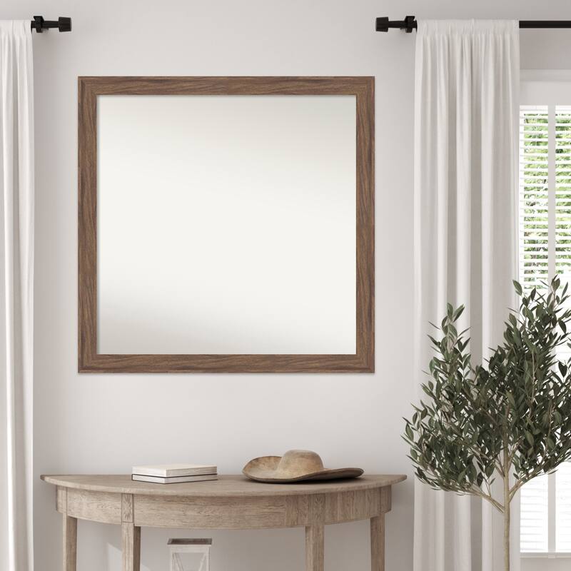 Pia Medium Brown Narrow Non-Beveled Framed Wall Mirror - Pia Medium Brown Narrow