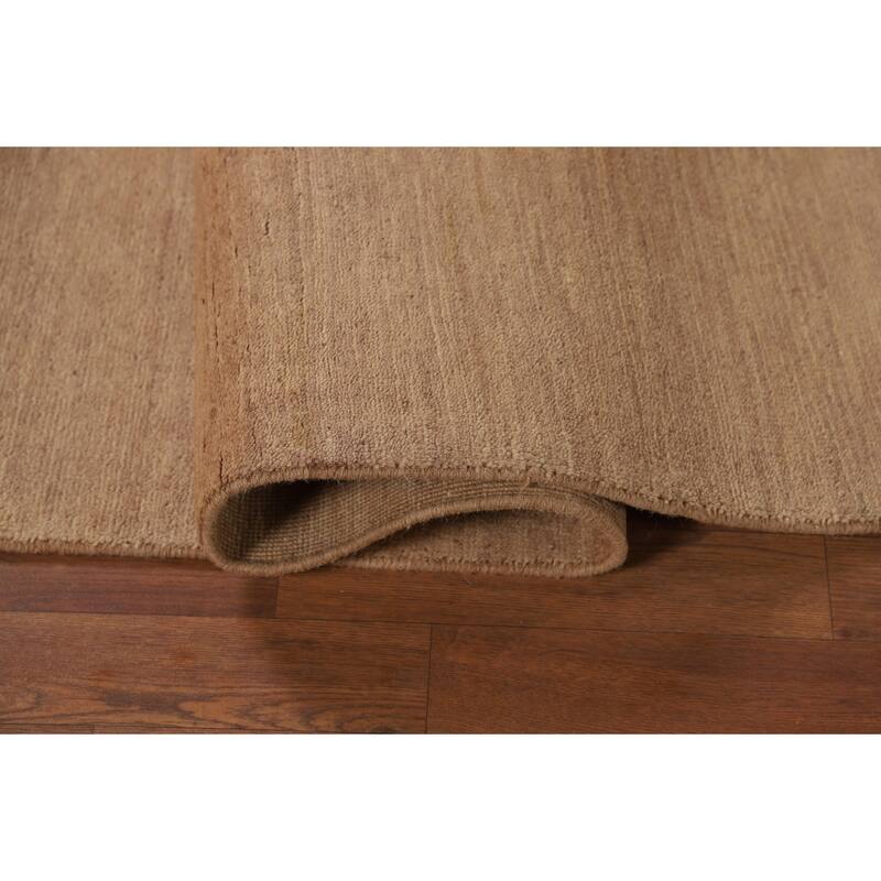 Light Brown Gabbeh Modern Runner Rug Hand-Knotted Wool Carpet - 2'7"x 9'9"