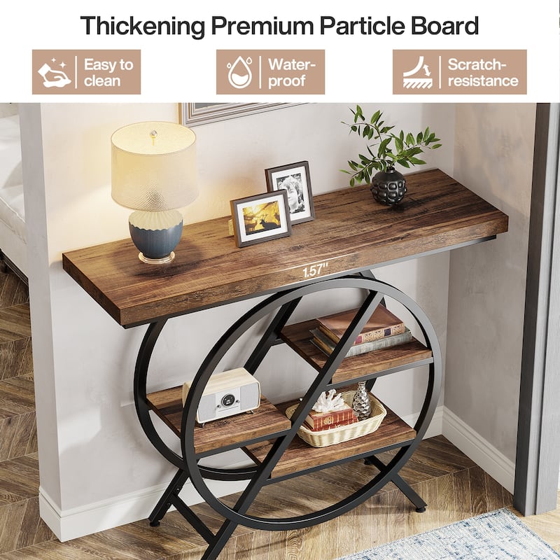 39.4-Inch Console Table, 4- Tier Industrial Entryway Table