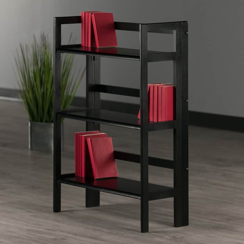 Terry 3-Tier Foldable Shelf, Stackable, Black - 27.8 x 11.5 x 38.54 inches
