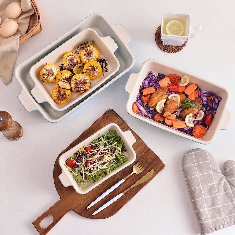 MALACASA Series Bake.Bake, Rectangle Porcelain Bakeware Set