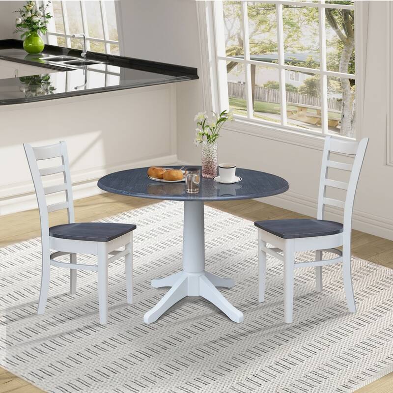 42" Round Top Dual Drop Leaf Pedestal Table with Dining Chairs