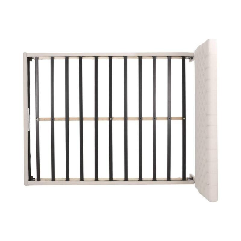 Ivory Queen Size Upholstered Platform Bed with Button-tufted Headboard for Bedroom