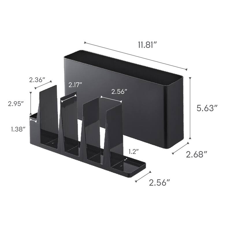Yamazaki Home Utensil and Thin Cutting Board Holder, Steel, Utensil Holder - L 2.68 x W 11.81 x H 5.63 inches