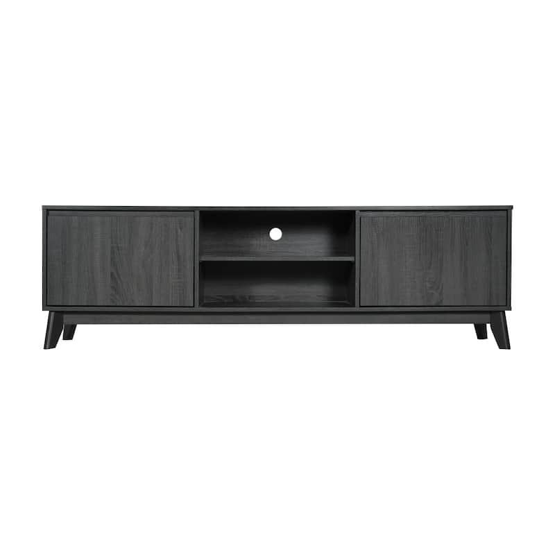TV Stand with Adjustable Middle Shelf - Dual Soft Close Storage Doors