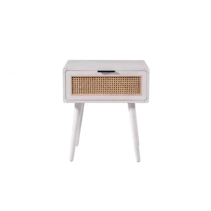 Cambria Wood and Cane End Table