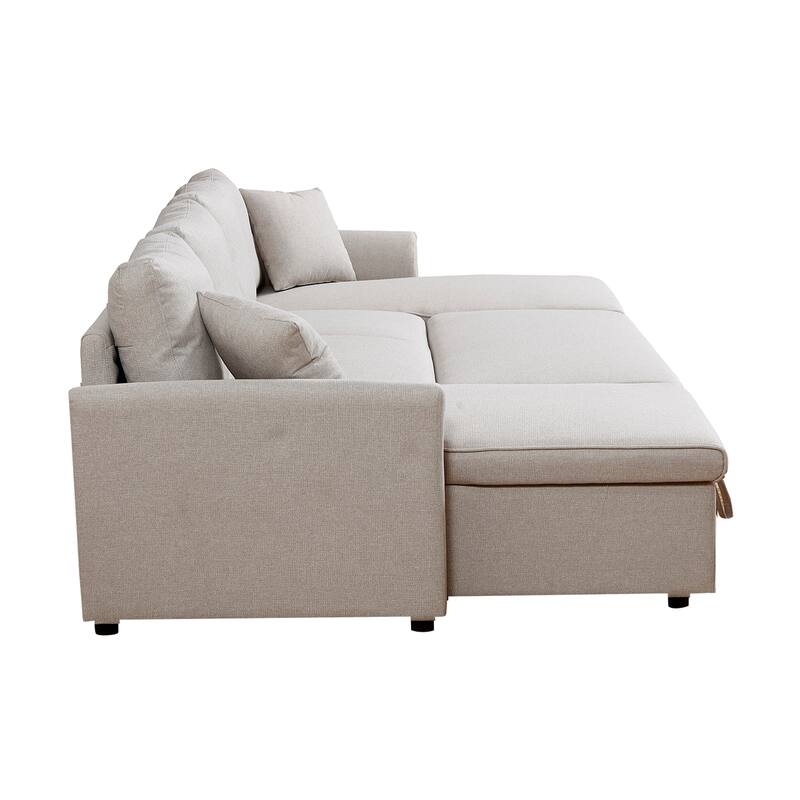 Fashionable U-Shape Pull-out Sleeper Sectional Sofa