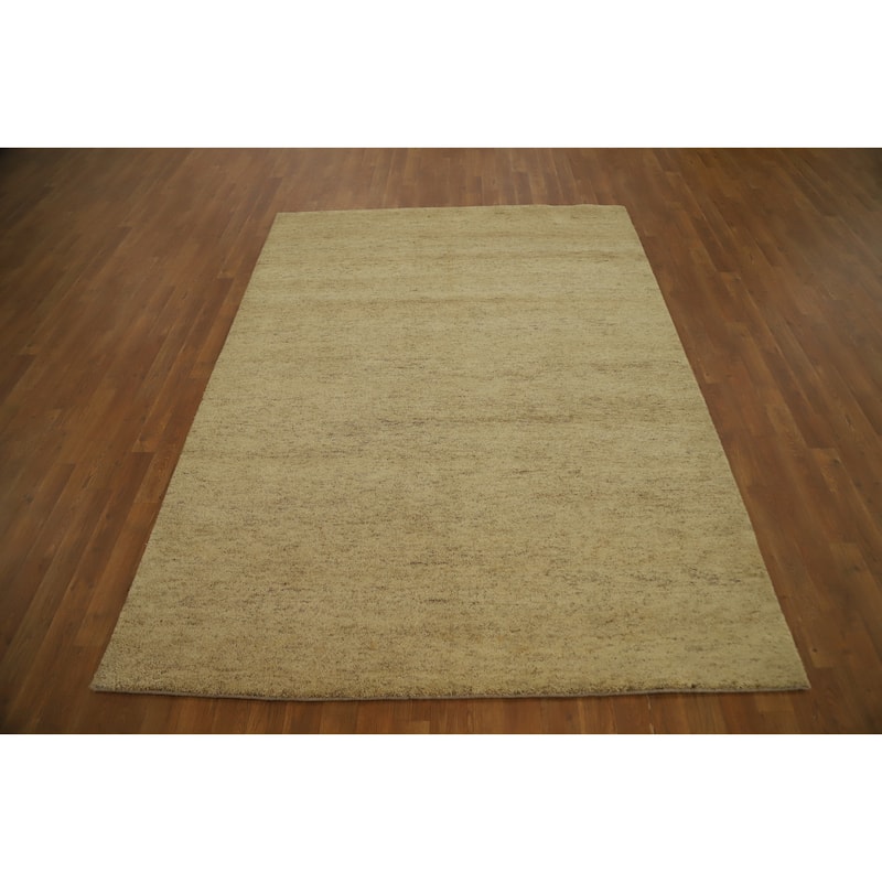 Hand Knotted Oriental 100% Wool Carpet Modern Modern Beige & Ivories Gabbeh Area Rug - 7' 7'' X 5' 7''