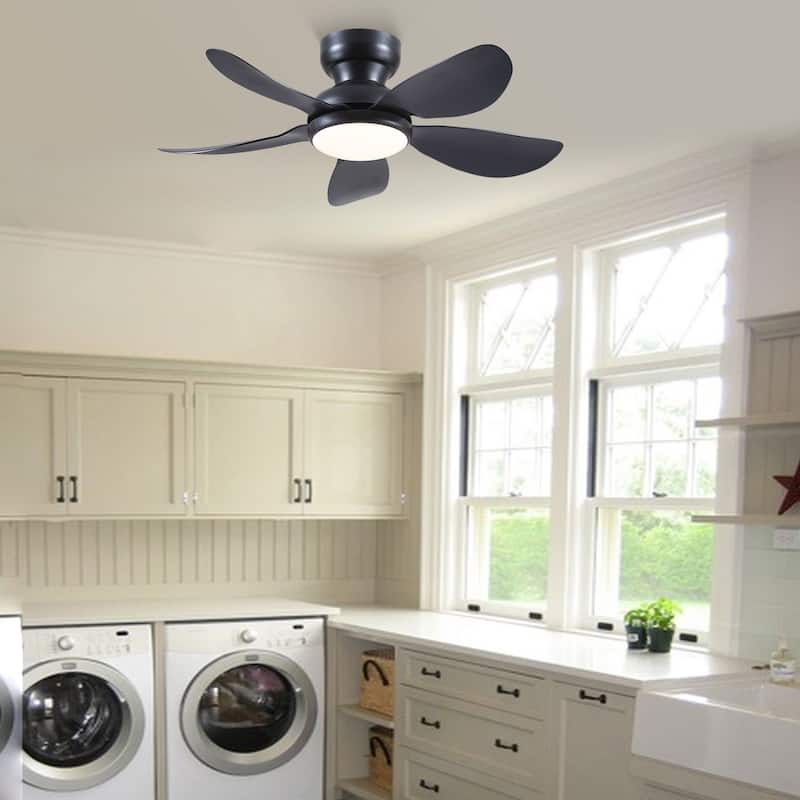 32/36/46/52 inches Ceiling Fan with Light and Remote 5 Blades-Black