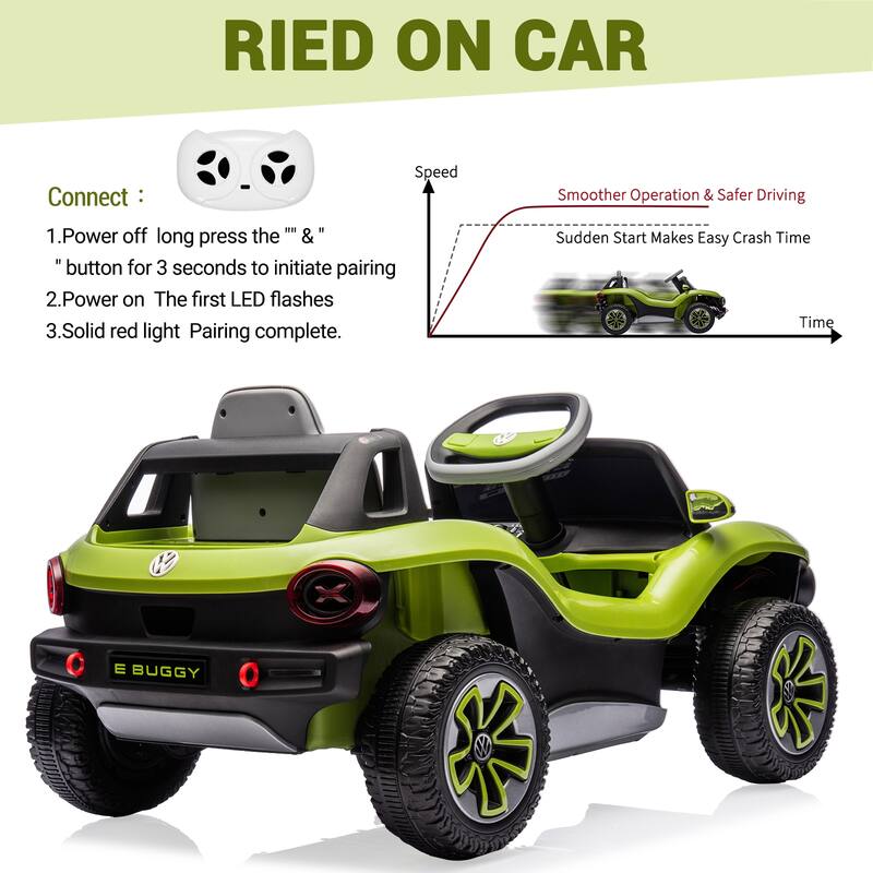 12V Licensed Volkswagen Beetle Ride-On Car for Kids with Remote Control, Battery Powered Electric Vehicle Toy