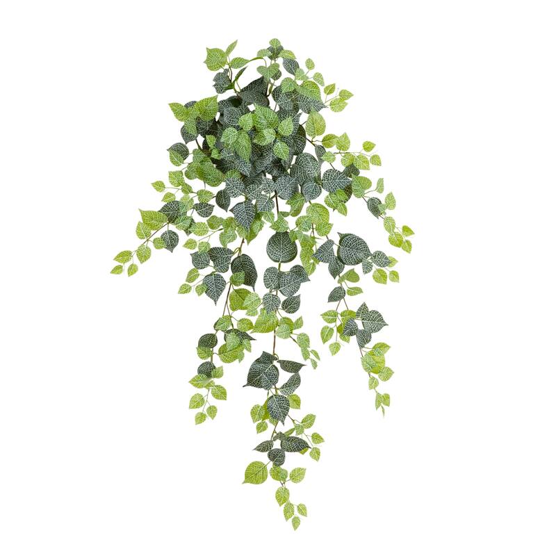 41-in UV Resistant Artificial Fittonia Hanging Plant - Set of 3