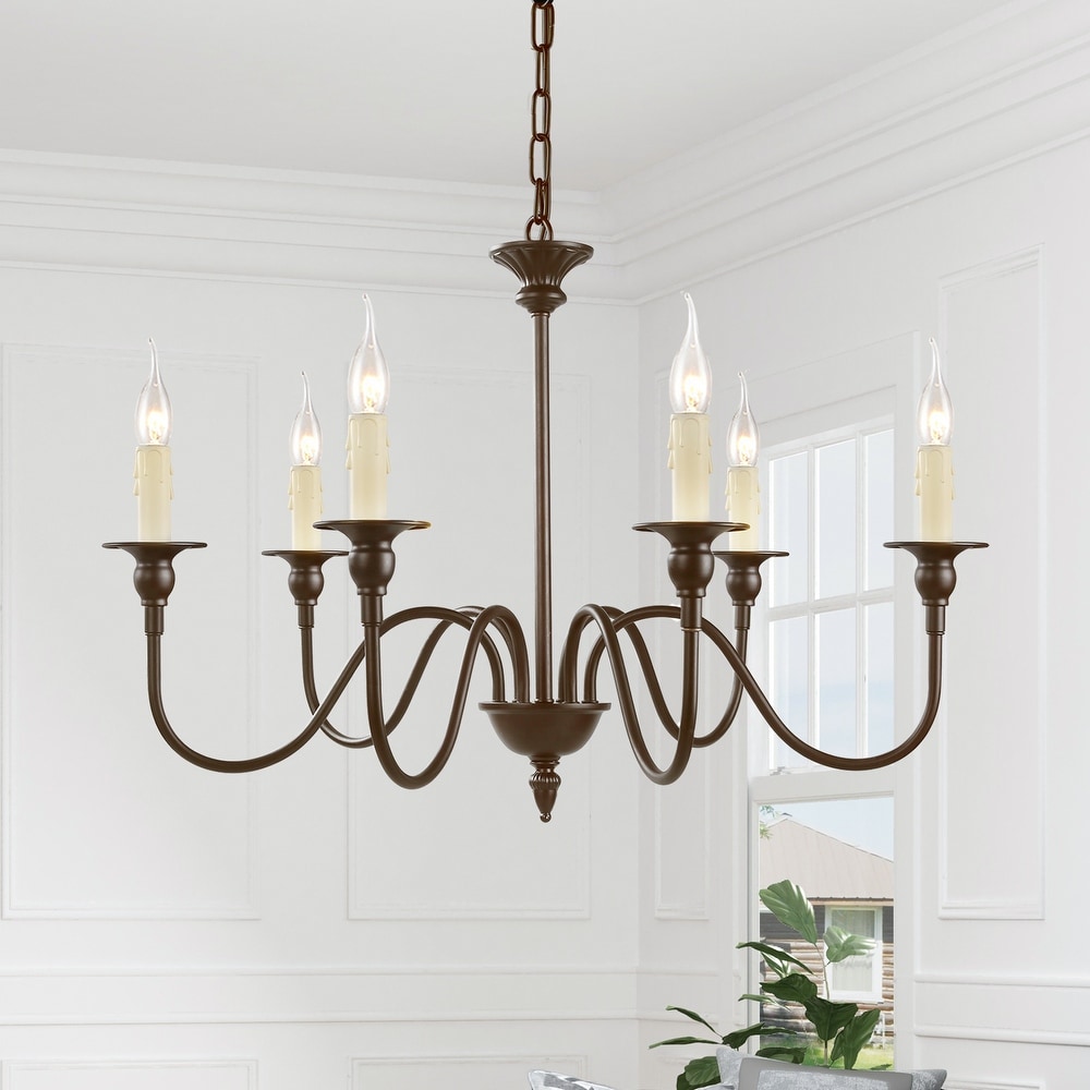Modern Farmhouse 6 lights Chandelier Metal Candle Pendant Lighting D 22.4 Modern Farmhouse 6 lights Chandelier Metal Candle Pendant Lighting D 22.4