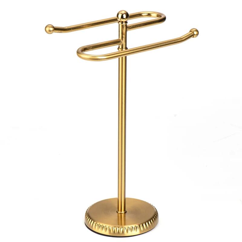Gold Brushed Stainless Steel S-Design Fingertip Towel Holder With Heavy Base
