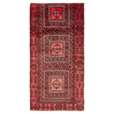 ECARPETGALLERY Hand-knotted Baluch Red Wool Rug - 3'1 x 6'2