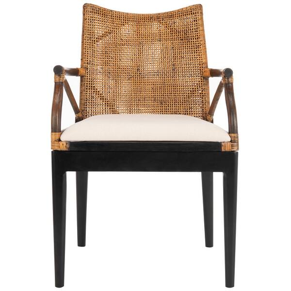 SAFAVIEH Gianni Tropical Coastal Cushion Arm Chair - 21.5" W x 23.5" L x 32.3" H
