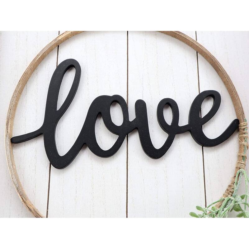 Accent Love Sign Wall Decor with PVC Green Leaf Decoration