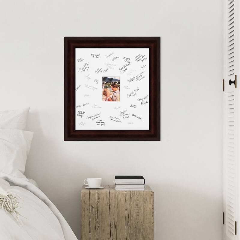 Coffee Signature Mat Picture Frame - Autograph Photo Frame Guest Book Alternative for Weddings, Graduations, or Retirement