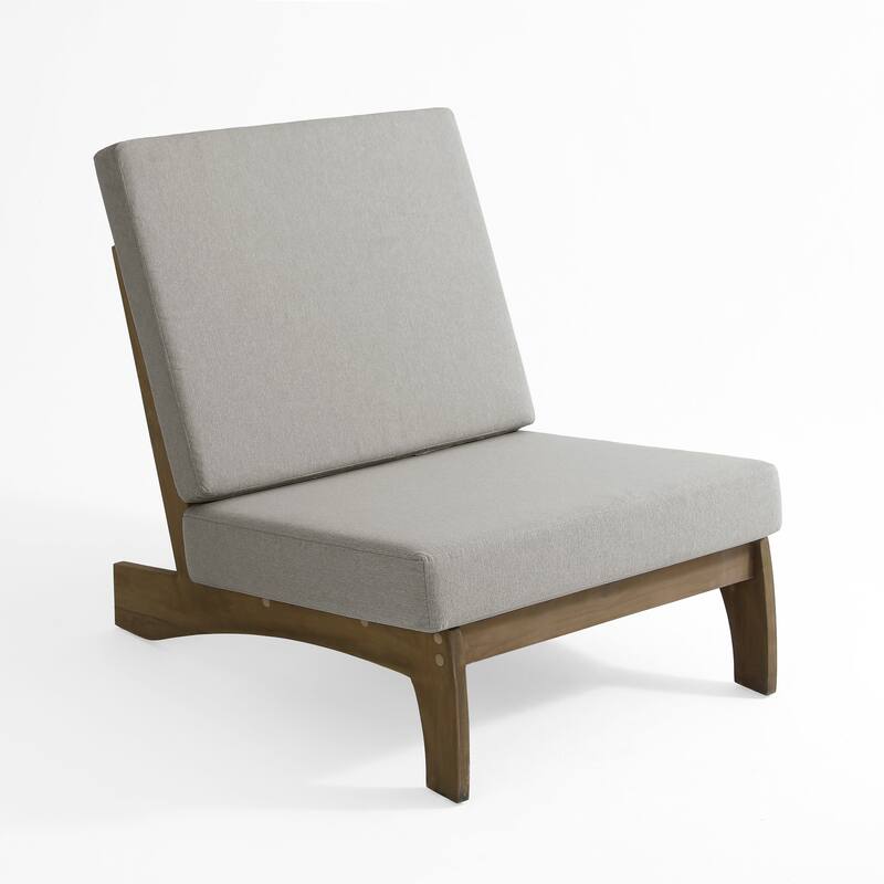 4Piece Wood Outdoor Loveseat Chair Conversation Set with Table Cushion