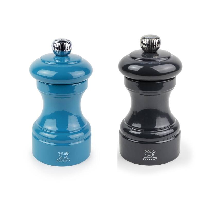 Peugeot Bistro Pepper and Salt Mill Set - 10cm - 4in. - Pacific Blue and Slate