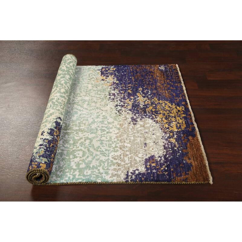 Wool/ Silk Artistic Contemporary Abstract Oriental Area Rug Handmade - 4'1" x 6'1"