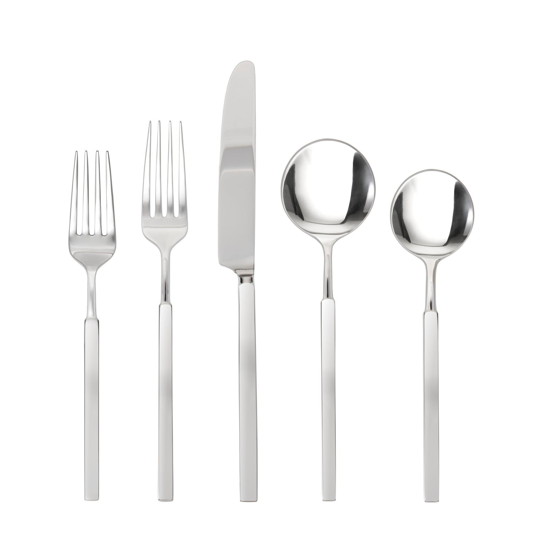 Fortessa Jaxson 18/10 Stainless Steel, 5 Piece Flatware Set (Service for 1), Brushed/Mirrored