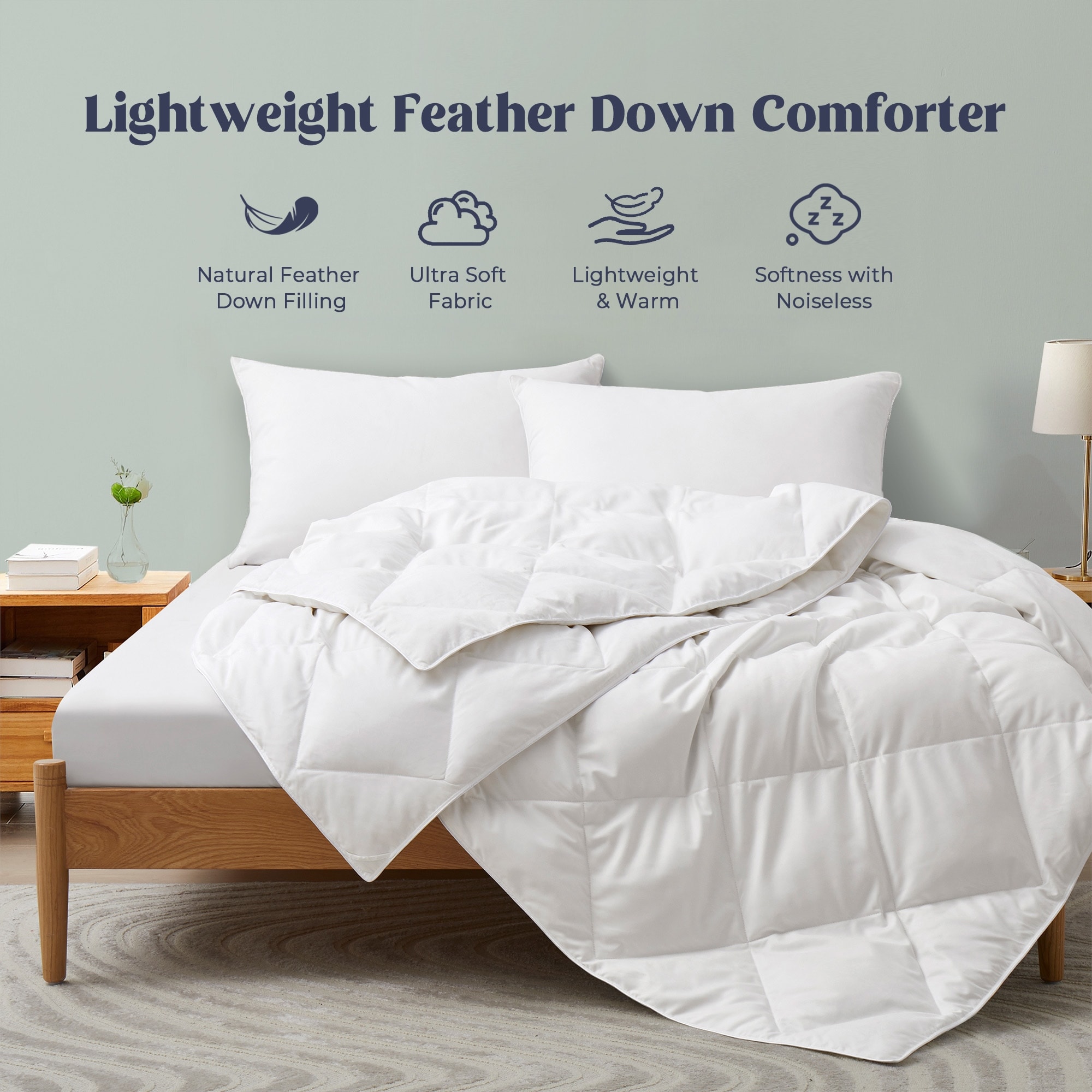 Premium Medium Weight Lightweight White Goose Down Duvet Comforter