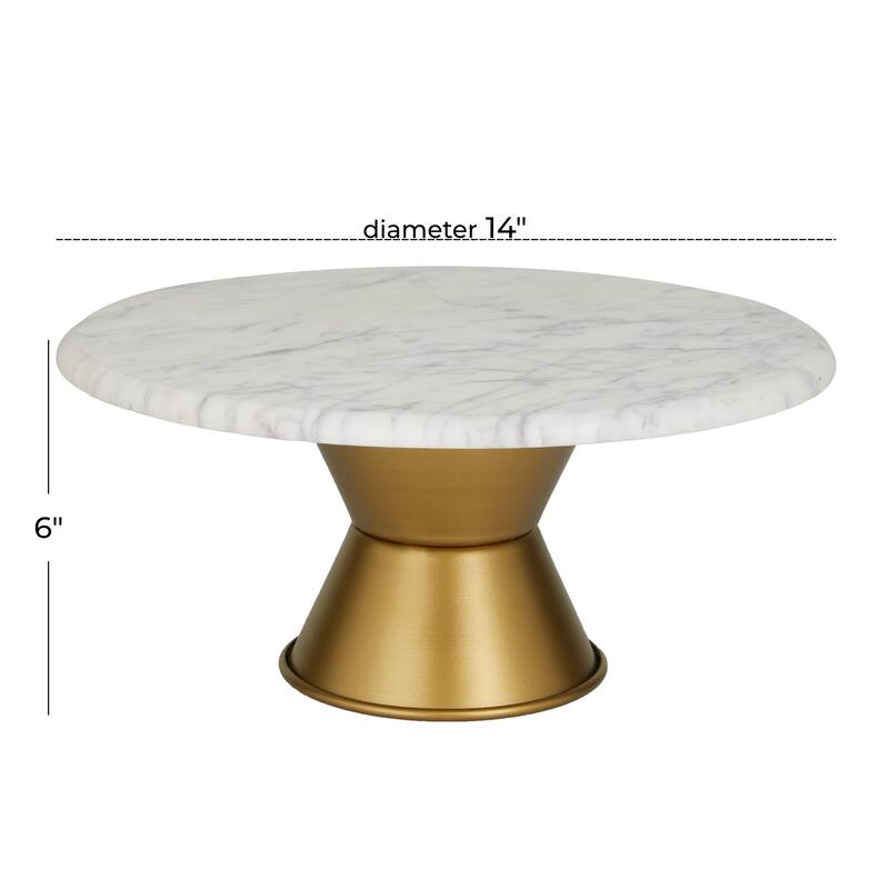 CosmoLiving by Cosmopolitan White or Gray Ceramic Cake Stand with Gold Base