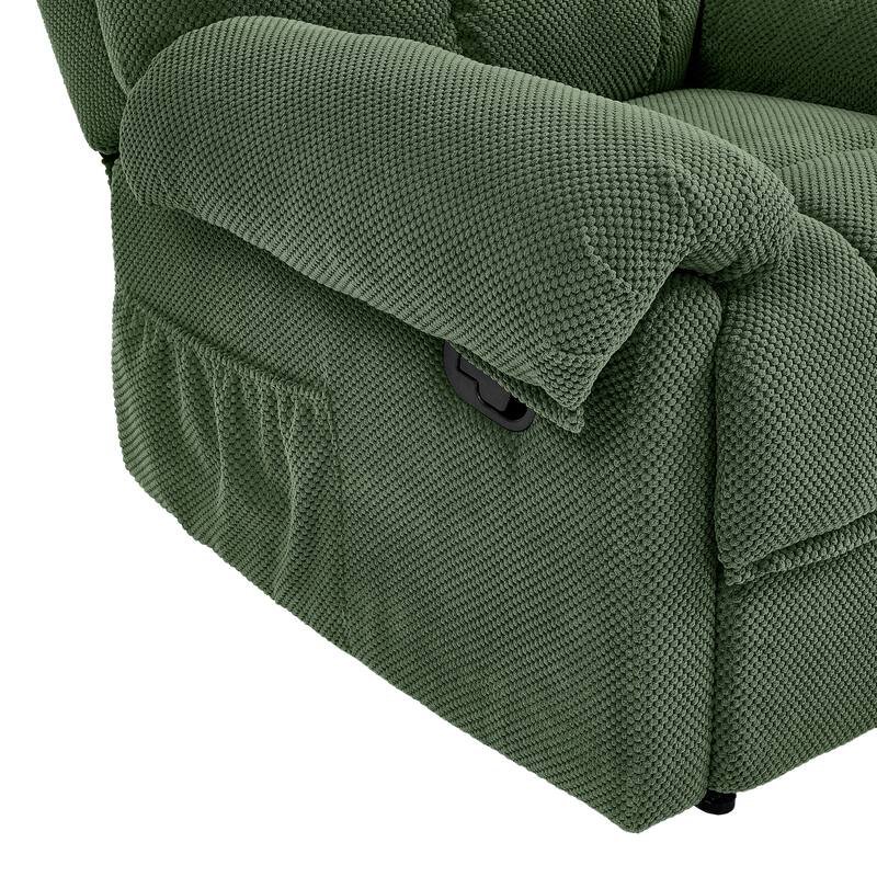 Recliner Chair, Overstuffed Armchair, Manual Recliner, Padded Footrest, Ergonomic Lounge Chair, Soft Fabric Recliner
