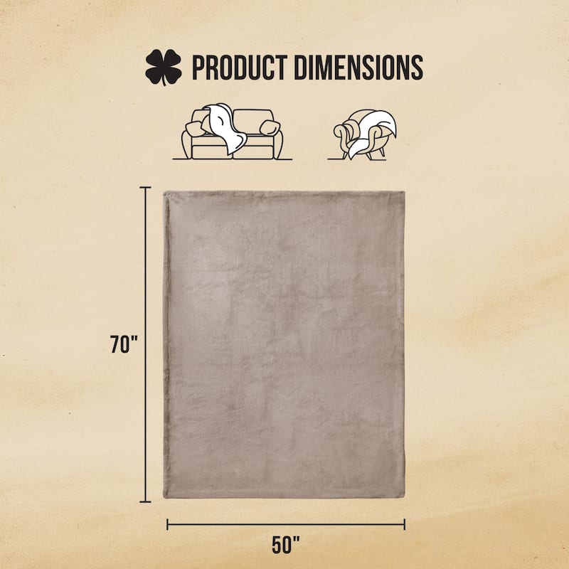 Lucky Brand Solid Synthetic Fur Rabbit 50" x 70" Throw Blanket