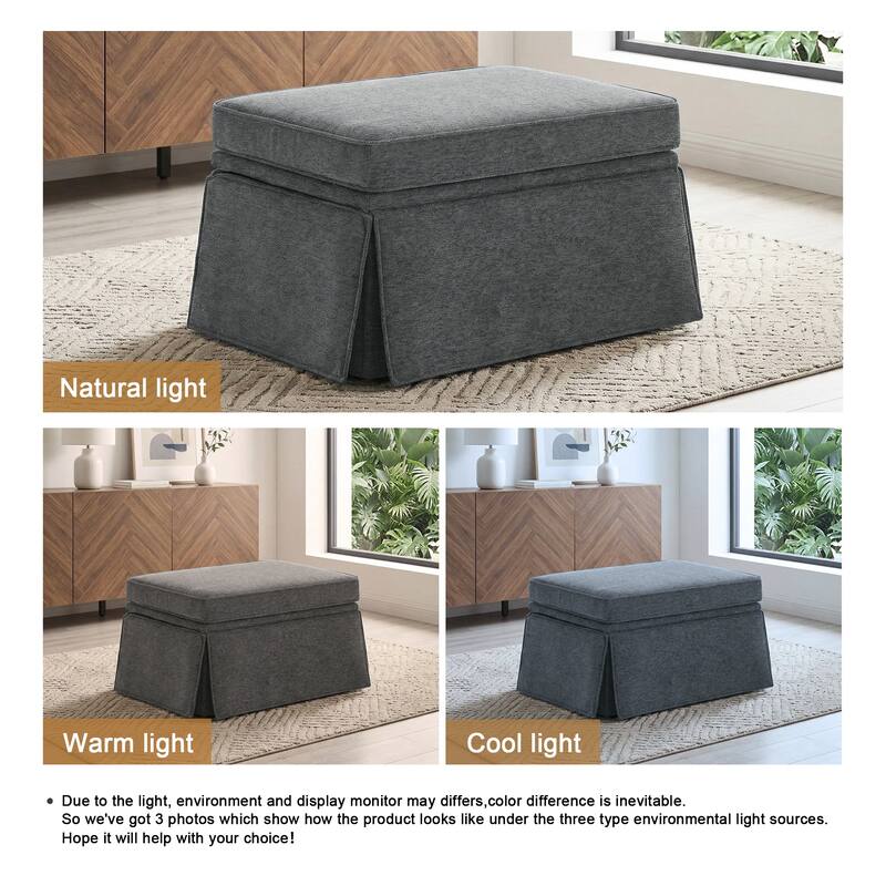 Skirted Rectangular Flip-Top Storage Ottoman