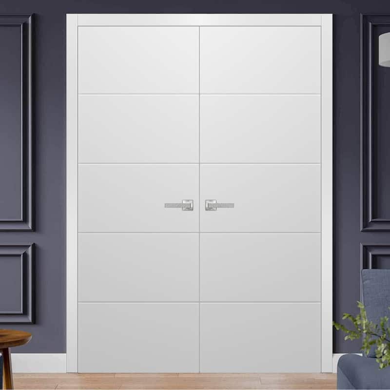 SartoDoors Planum 0770 | Interior French Doors Double French | Solid Wood | Slab Only | 36x80, White