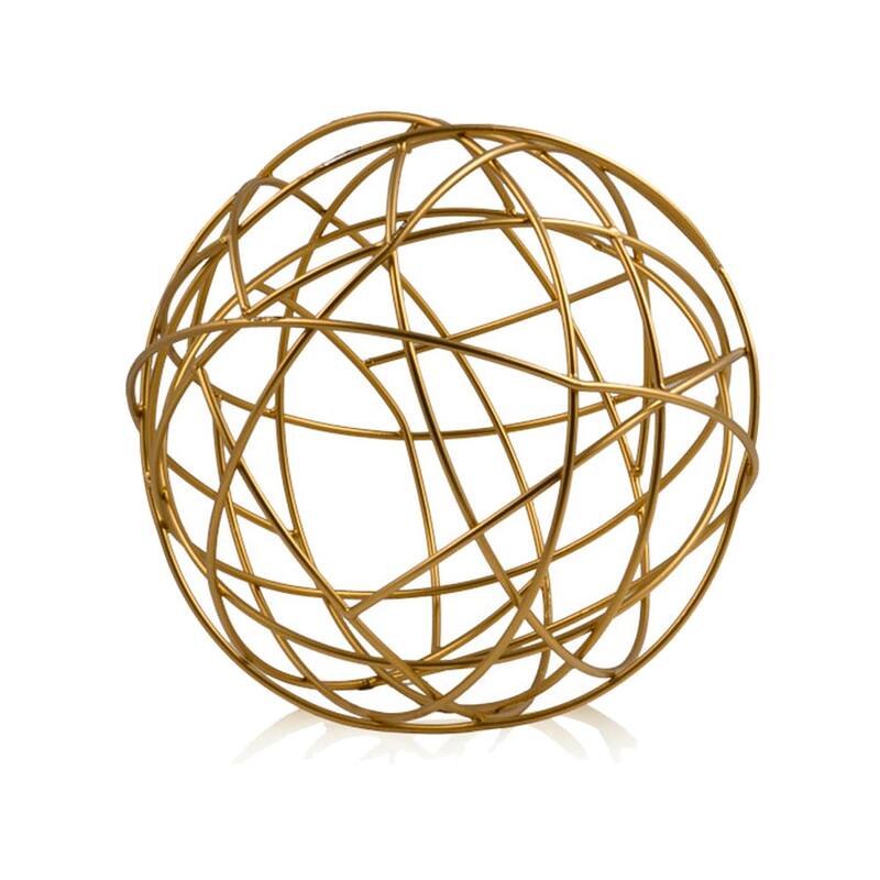 HomeRoots 7" Gold Aluminum Decorative Orb Tabletop Sculpture - 7' X '7' X '7