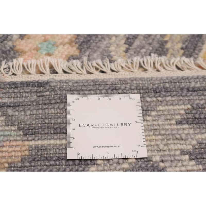 ECARPETGALLERY Hand-knotted Modern Oushak Dark Grey Wool Rug - 9'0 x 12'0