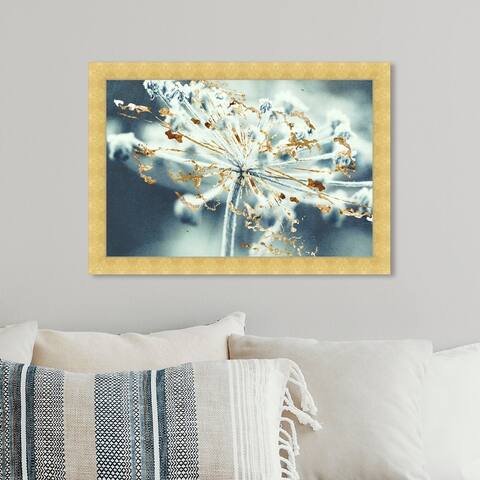 Oliver Gal 'Gold Meadow' Floral and Botanical Framed Wall Art Prints Florals - White, Gold