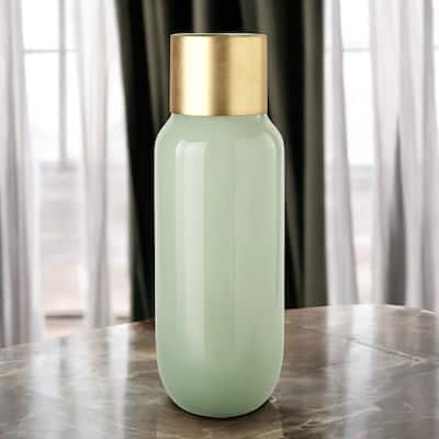Green Abstract Crystal Glass Vase for Modern Home Decor