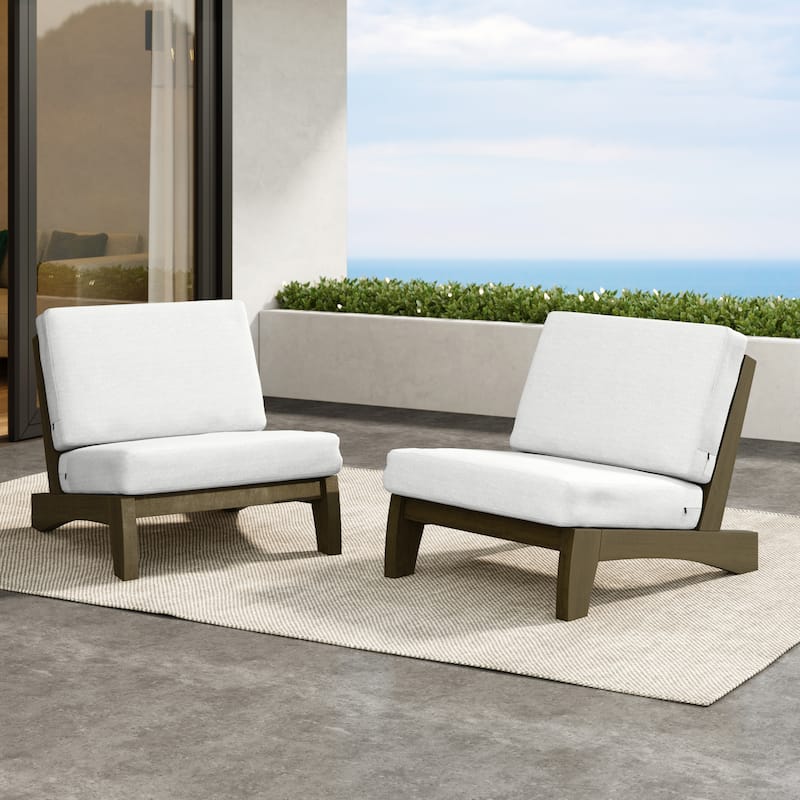 Outdoor Furniture Teak Wood Armless Loveseat Sofa With Cushion